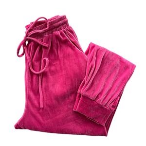 Eilly Bazar Women S Hot Pink Velour Drawstring Waist Lounge Pants Joggers Barbie